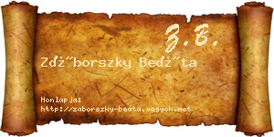 Záborszky Beáta névjegykártya