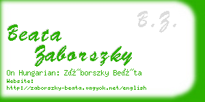 beata zaborszky business card